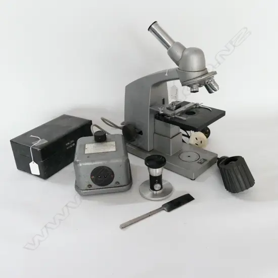 REICHERT ANODIZED MICROSCOPE & REICHERT HAND HELD MICROTOME
